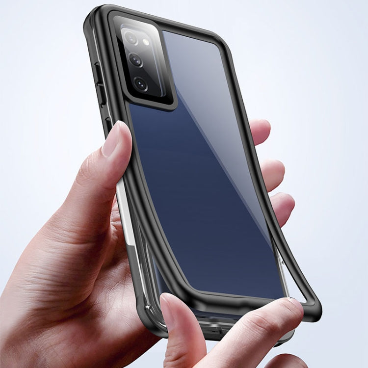 For Samsung Galaxy S20 FE Waterproof Dustproof Shockproof Transparent Acrylic Protective Case(Black)