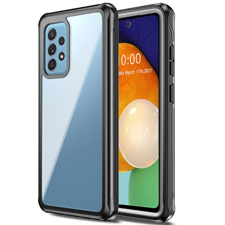 For Samsung Galaxy A52 Waterproof Dustproof Shockproof Transparent Acrylic Protective Case(Black)