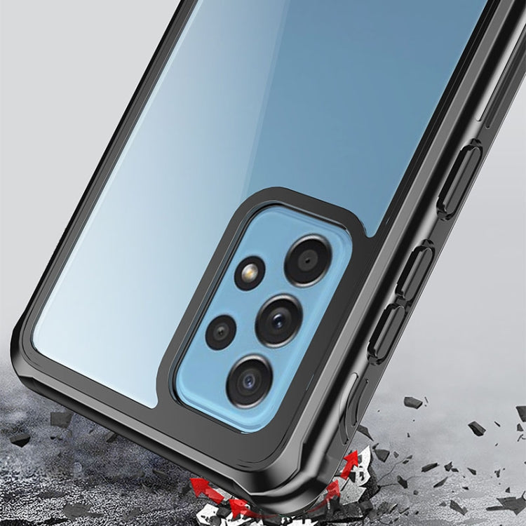 For Samsung Galaxy A52 Waterproof Dustproof Shockproof Transparent Acrylic Protective Case(Black)