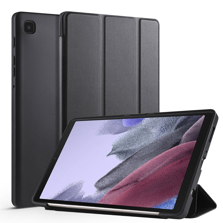For Samsung Galaxy Tab A7 Lite T225 3-folding Horizontal Flip Honeycomb TPU Shockproof + PU Leather Case with Holder