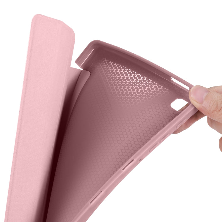 For Samsung Galaxy Tab A7 Lite T225 3-folding Horizontal Flip Honeycomb TPU Shockproof + PU Leather Case with Holder
