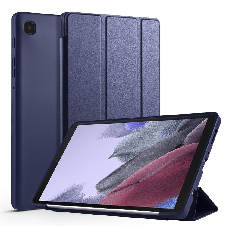 For Samsung Galaxy Tab A7 Lite T225 3-folding Horizontal Flip Honeycomb TPU Shockproof + PU Leather Case with Holder