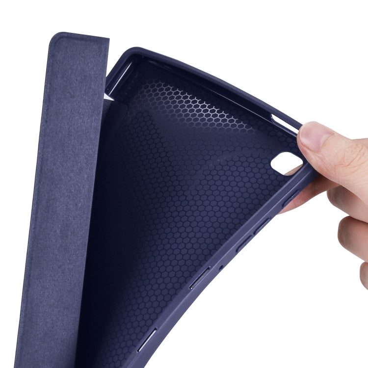 For Samsung Galaxy Tab A7 Lite T225 3-folding Horizontal Flip Honeycomb TPU Shockproof + PU Leather Case with Holder