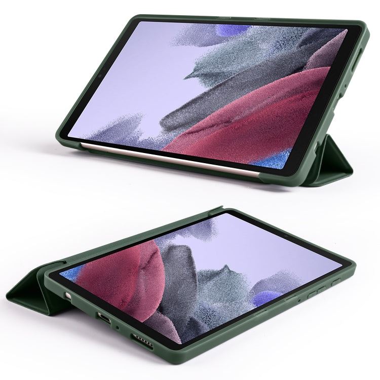 For Samsung Galaxy Tab A7 Lite T225 3-folding Horizontal Flip Honeycomb TPU Shockproof + PU Leather Case with Holder