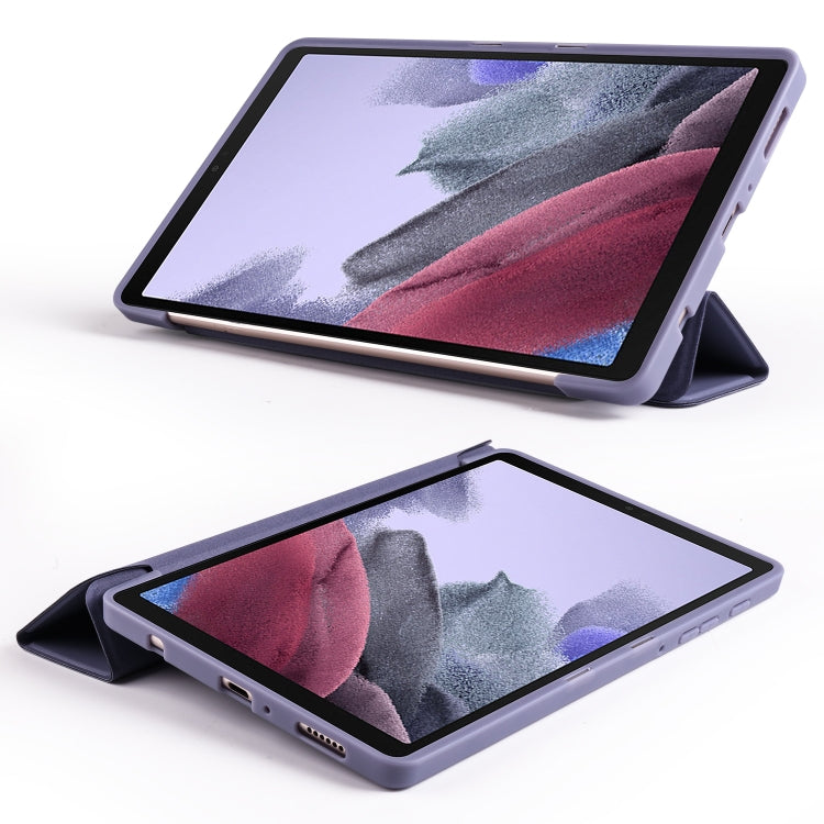 For Samsung Galaxy Tab A7 Lite T225 3-folding Horizontal Flip Honeycomb TPU Shockproof + PU Leather Case with Holder