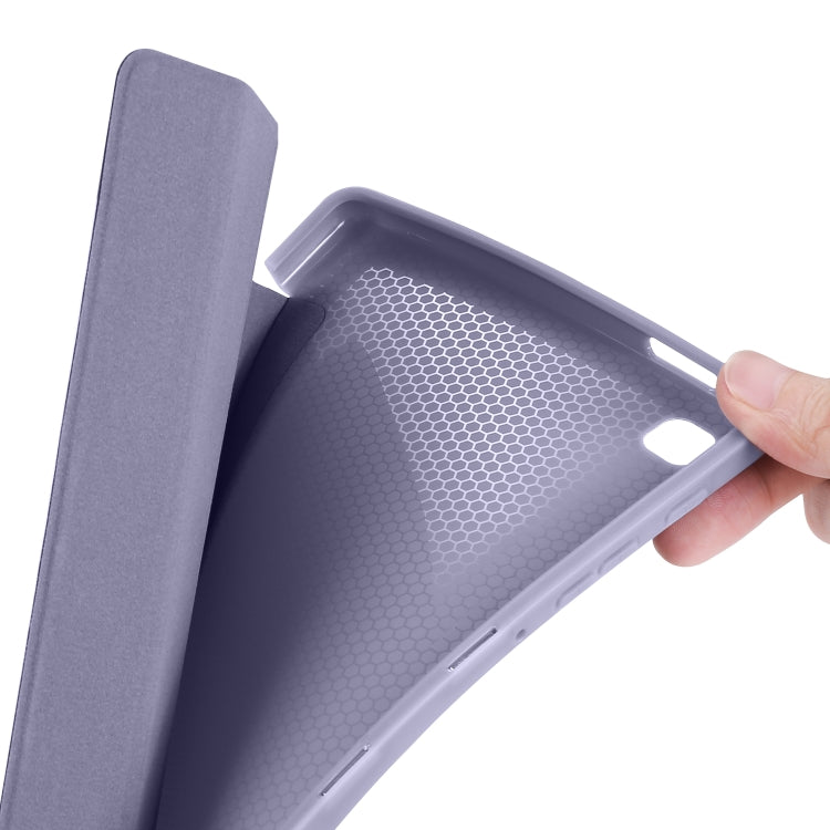 For Samsung Galaxy Tab A7 Lite T225 3-folding Horizontal Flip Honeycomb TPU Shockproof + PU Leather Case with Holder