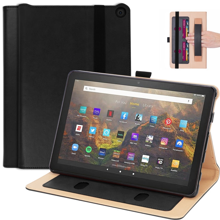 For Amazon Kindle Fire HD 10/HD 10 Plus 2021 Retro Texture PU Leather Horizontal Flip Leather Case with Holder & 2 Card Slots & Hand Strap & Sleep / Wake-up Function