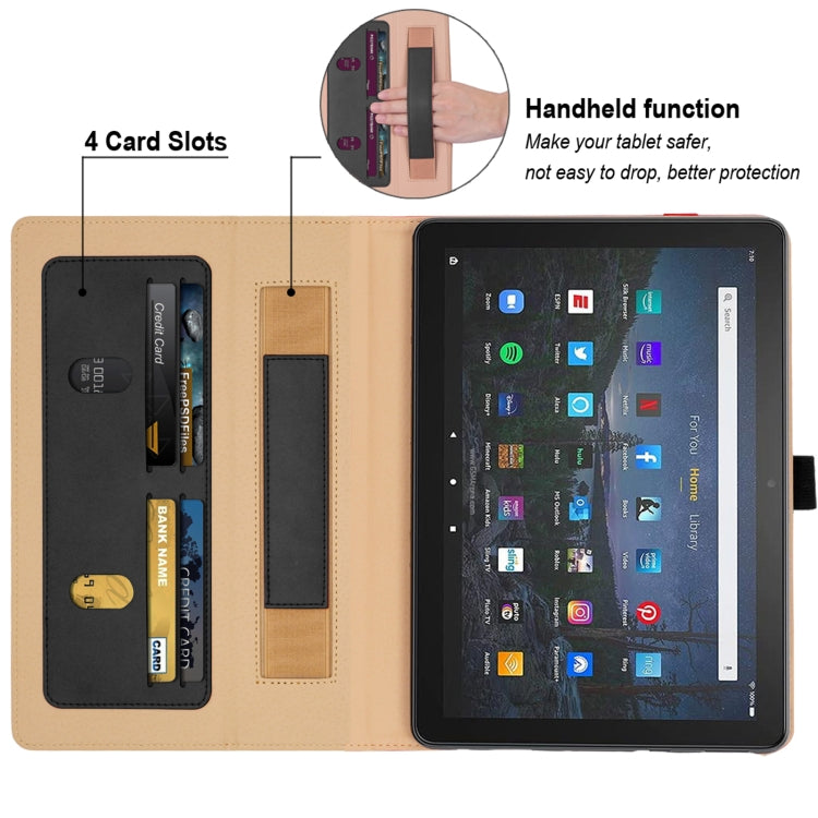 For Amazon Kindle Fire HD 10/HD 10 Plus 2021 Retro Texture PU Leather Horizontal Flip Leather Case with Holder & 2 Card Slots & Hand Strap & Sleep / Wake-up Function