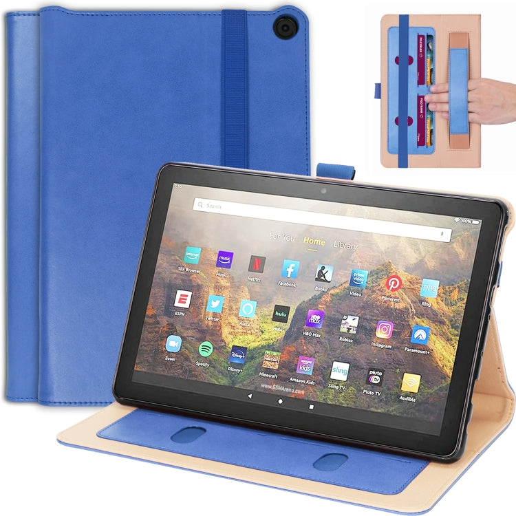 For Amazon Kindle Fire HD 10/HD 10 Plus 2021 Retro Texture PU Leather Horizontal Flip Leather Case with Holder & 2 Card Slots & Hand Strap & Sleep / Wake-up Function