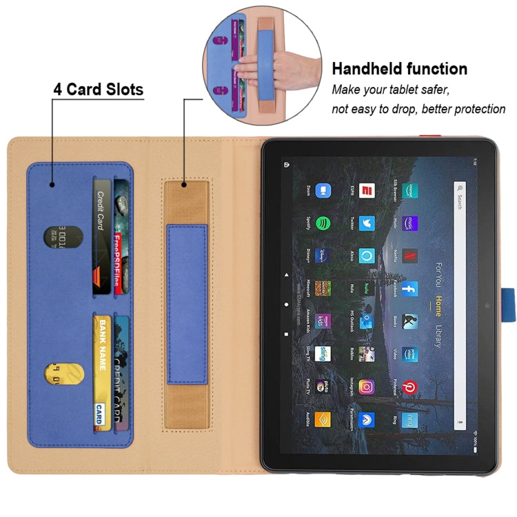 For Amazon Kindle Fire HD 10/HD 10 Plus 2021 Retro Texture PU Leather Horizontal Flip Leather Case with Holder & 2 Card Slots & Hand Strap & Sleep / Wake-up Function