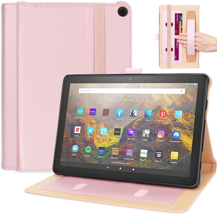 For Amazon Kindle Fire HD 10/HD 10 Plus 2021 Retro Texture PU Leather Horizontal Flip Leather Case with Holder & 2 Card Slots & Hand Strap & Sleep / Wake-up Function