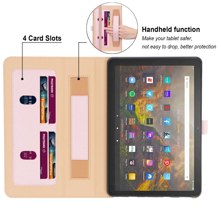 For Amazon Kindle Fire HD 10/HD 10 Plus 2021 Retro Texture PU Leather Horizontal Flip Leather Case with Holder & 2 Card Slots & Hand Strap & Sleep / Wake-up Function
