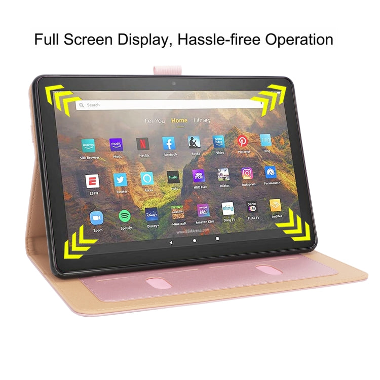 For Amazon Kindle Fire HD 10/HD 10 Plus 2021 Retro Texture PU Leather Horizontal Flip Leather Case with Holder & 2 Card Slots & Hand Strap & Sleep / Wake-up Function