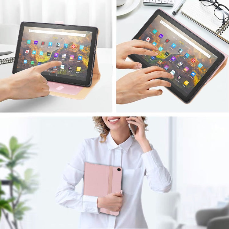 For Amazon Kindle Fire HD 10/HD 10 Plus 2021 Retro Texture PU Leather Horizontal Flip Leather Case with Holder & 2 Card Slots & Hand Strap & Sleep / Wake-up Function