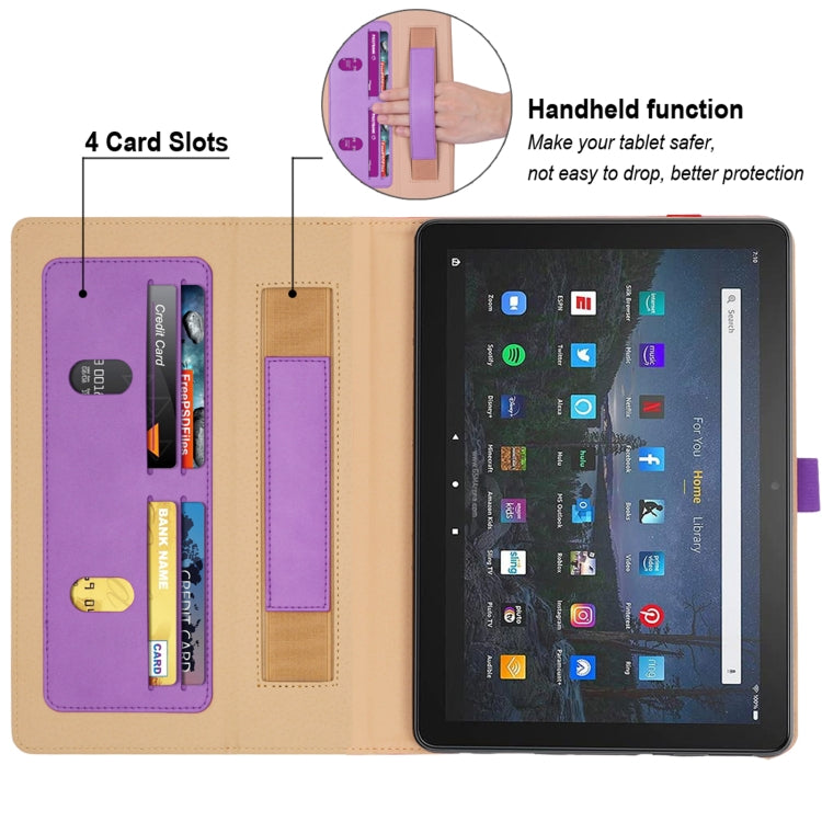 For Amazon Kindle Fire HD 10/HD 10 Plus 2021 Retro Texture PU Leather Horizontal Flip Leather Case with Holder & 2 Card Slots & Hand Strap & Sleep / Wake-up Function