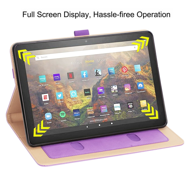 For Amazon Kindle Fire HD 10/HD 10 Plus 2021 Retro Texture PU Leather Horizontal Flip Leather Case with Holder & 2 Card Slots & Hand Strap & Sleep / Wake-up Function
