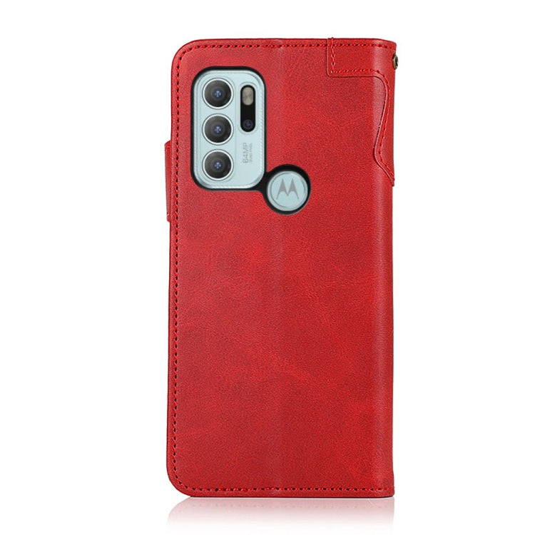 For Motorola Moto G60S KHAZNEH Dual-Splicing Cowhide Texture Horizontal Flip Leather Case with Holder & Card Slots & Wallet & Photo Frame & Lanyard