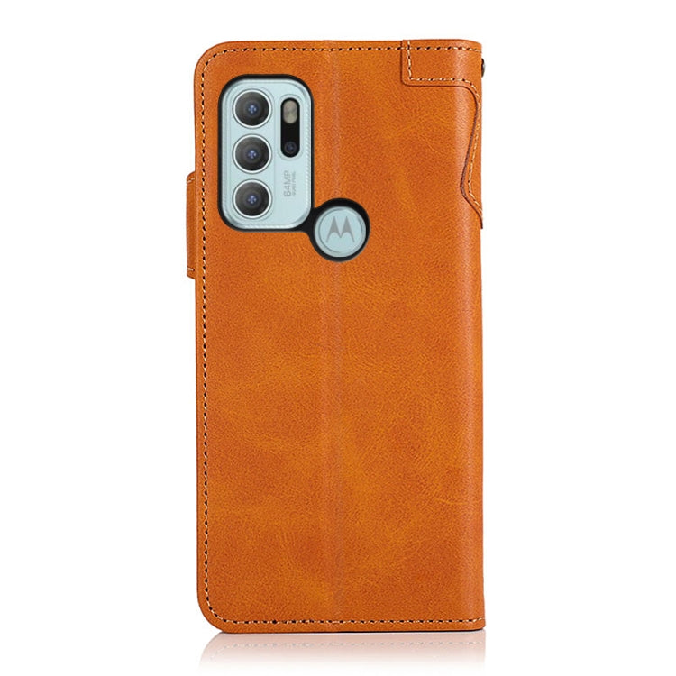 For Motorola Moto G60S KHAZNEH Dual-Splicing Cowhide Texture Horizontal Flip Leather Case with Holder & Card Slots & Wallet & Photo Frame & Lanyard