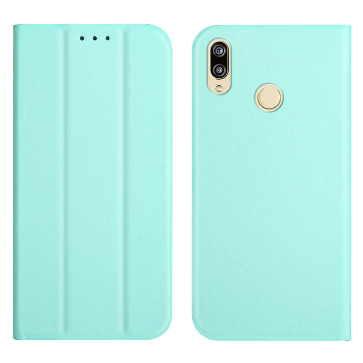 For Huawei P smart 2019 3-Folding Ultrathin Skin Feel Magnetic Solid Color Horizontal Flip Leather Case with Holder
