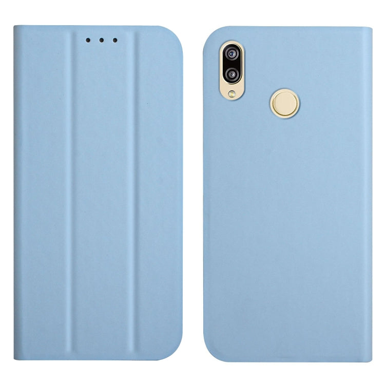 For Huawei P smart 2019 3-Folding Ultrathin Skin Feel Magnetic Solid Color Horizontal Flip Leather Case with Holder