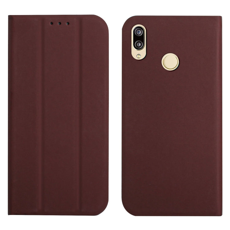 For Huawei P smart 2019 3-Folding Ultrathin Skin Feel Magnetic Solid Color Horizontal Flip Leather Case with Holder