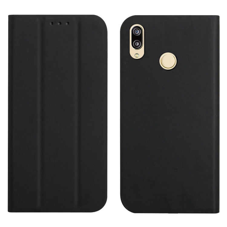 For Huawei P smart 2019 3-Folding Ultrathin Skin Feel Magnetic Solid Color Horizontal Flip Leather Case with Holder
