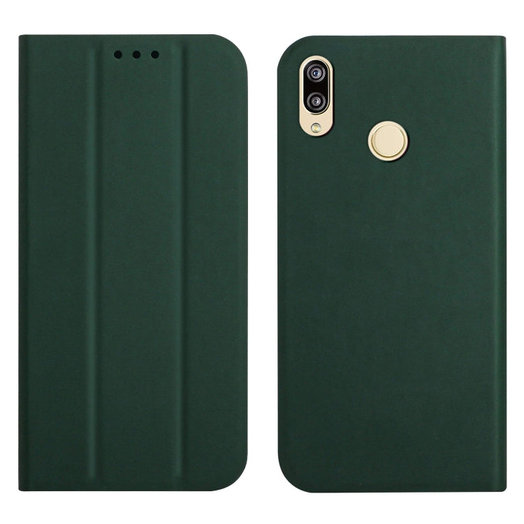 For Huawei P smart 2019 3-Folding Ultrathin Skin Feel Magnetic Solid Color Horizontal Flip Leather Case with Holder