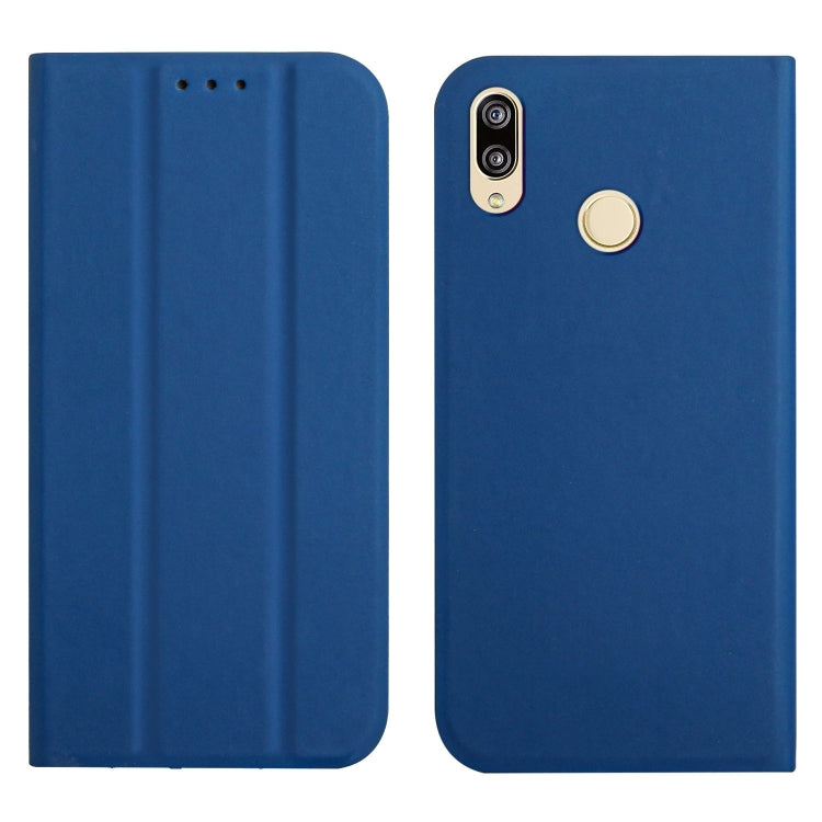 For Huawei P smart 2019 3-Folding Ultrathin Skin Feel Magnetic Solid Color Horizontal Flip Leather Case with Holder