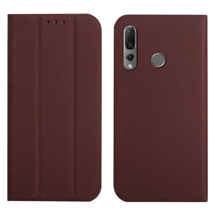 For Huawei P smart Z 3-Folding Ultrathin Skin Feel Magnetic Solid Color Horizontal Flip Leather Case with Holder