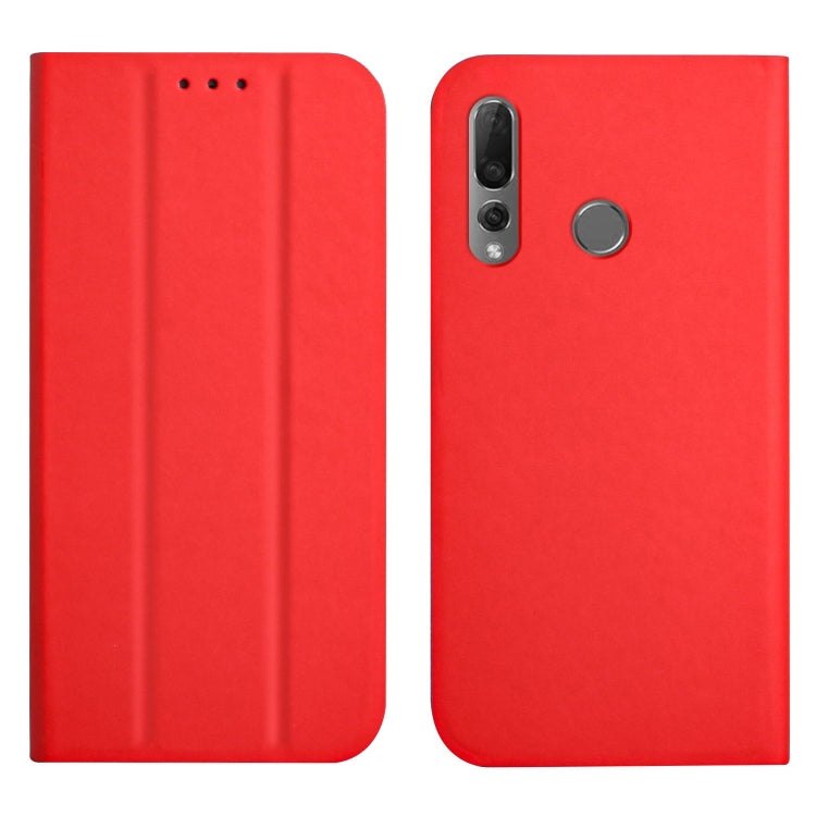 For Huawei P smart Z 3-Folding Ultrathin Skin Feel Magnetic Solid Color Horizontal Flip Leather Case with Holder