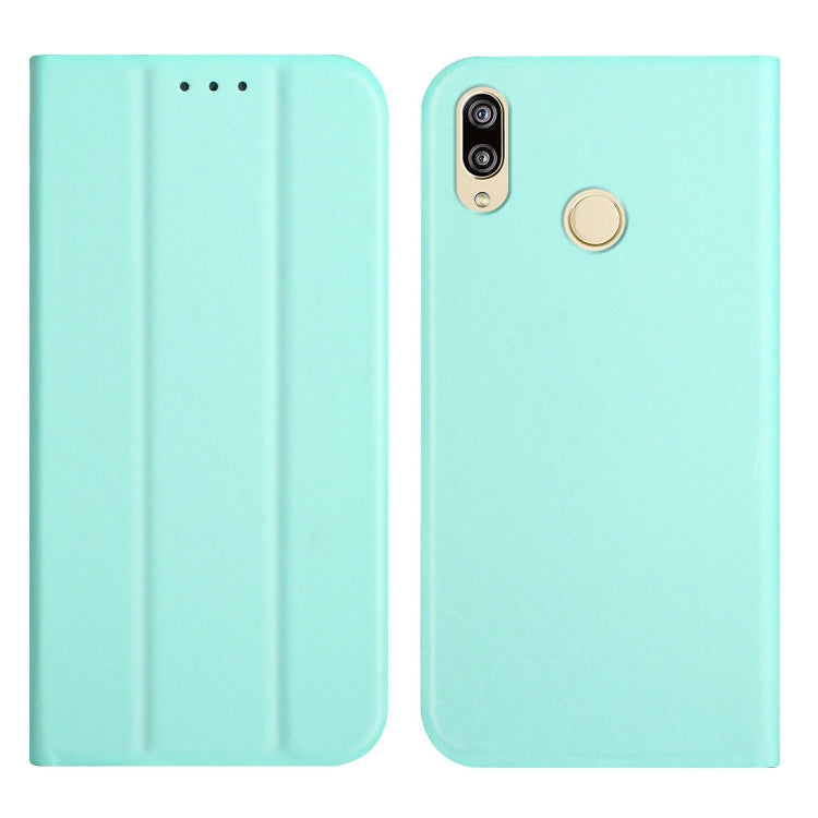 For Huawei P20 Lite 3-Folding Ultrathin Skin Feel Magnetic Solid Color Horizontal Flip Leather Case with Holder