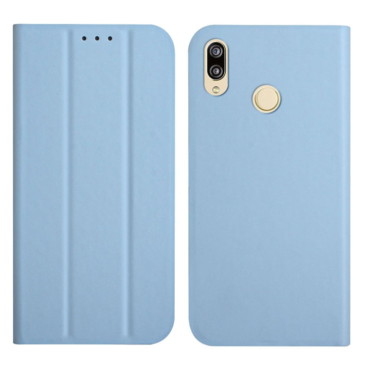 For Huawei P20 Lite 3-Folding Ultrathin Skin Feel Magnetic Solid Color Horizontal Flip Leather Case with Holder