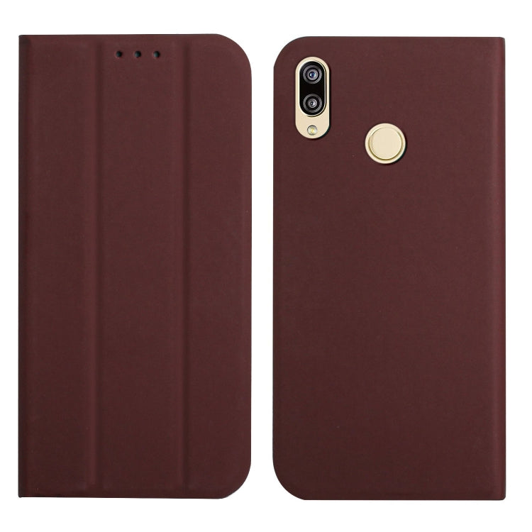 For Huawei P20 Lite 3-Folding Ultrathin Skin Feel Magnetic Solid Color Horizontal Flip Leather Case with Holder