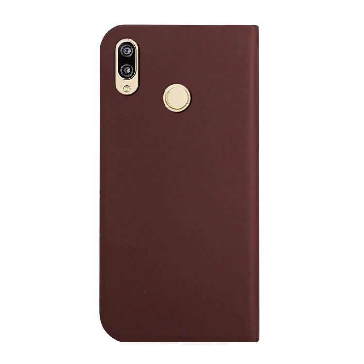 For Huawei P20 Lite 3-Folding Ultrathin Skin Feel Magnetic Solid Color Horizontal Flip Leather Case with Holder