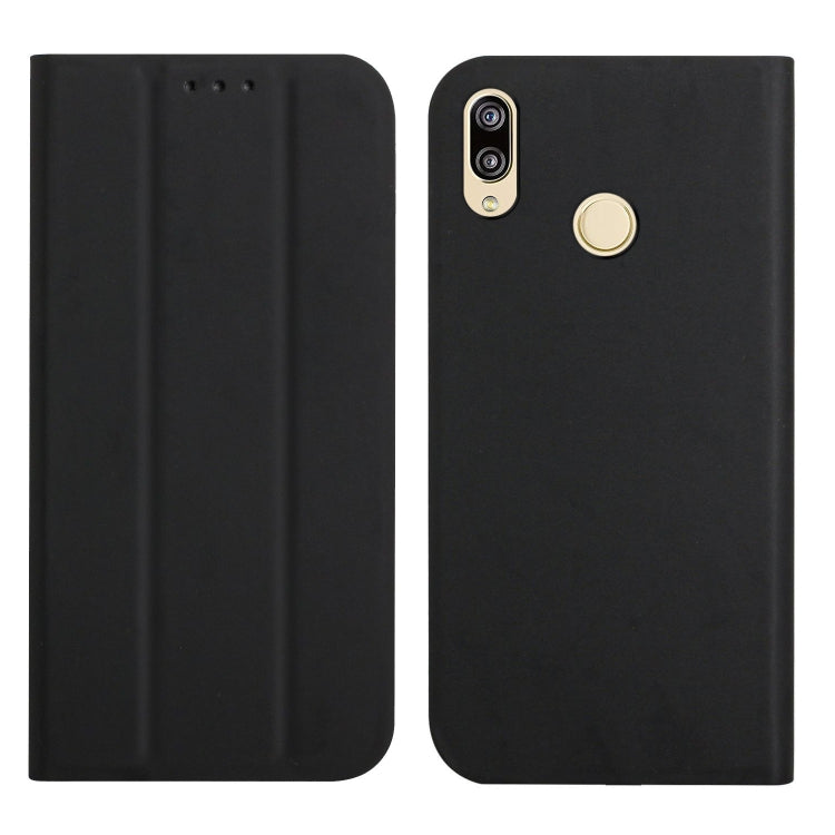 For Huawei P20 Lite 3-Folding Ultrathin Skin Feel Magnetic Solid Color Horizontal Flip Leather Case with Holder