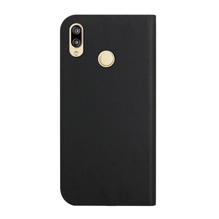 For Huawei P20 Lite 3-Folding Ultrathin Skin Feel Magnetic Solid Color Horizontal Flip Leather Case with Holder