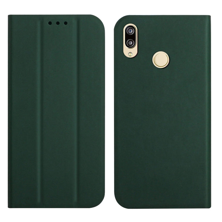 For Huawei P20 Lite 3-Folding Ultrathin Skin Feel Magnetic Solid Color Horizontal Flip Leather Case with Holder