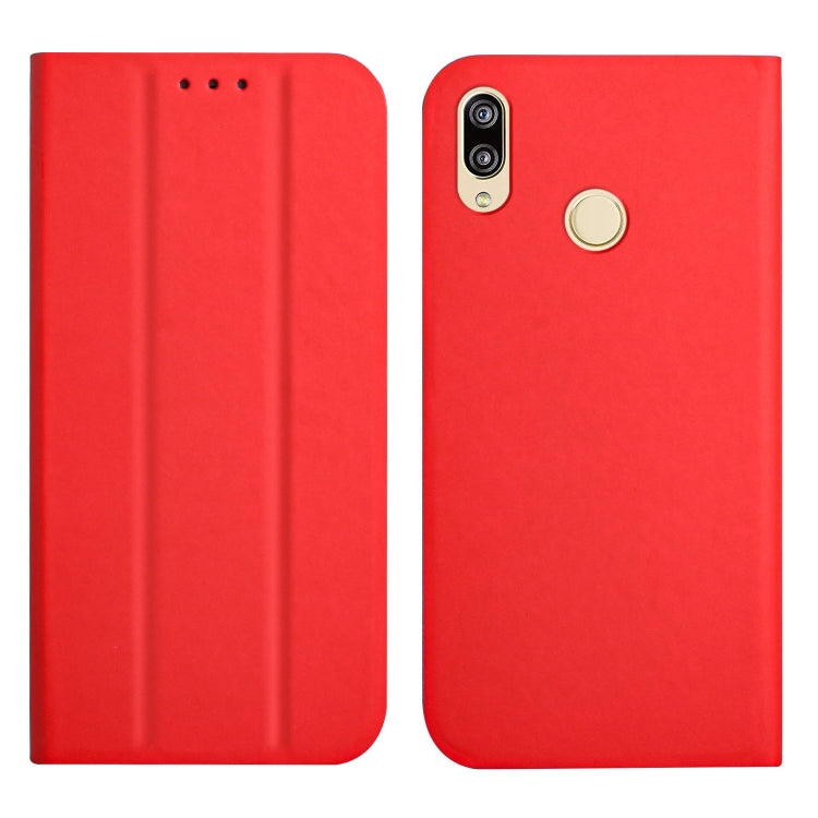 For Huawei P20 Lite 3-Folding Ultrathin Skin Feel Magnetic Solid Color Horizontal Flip Leather Case with Holder