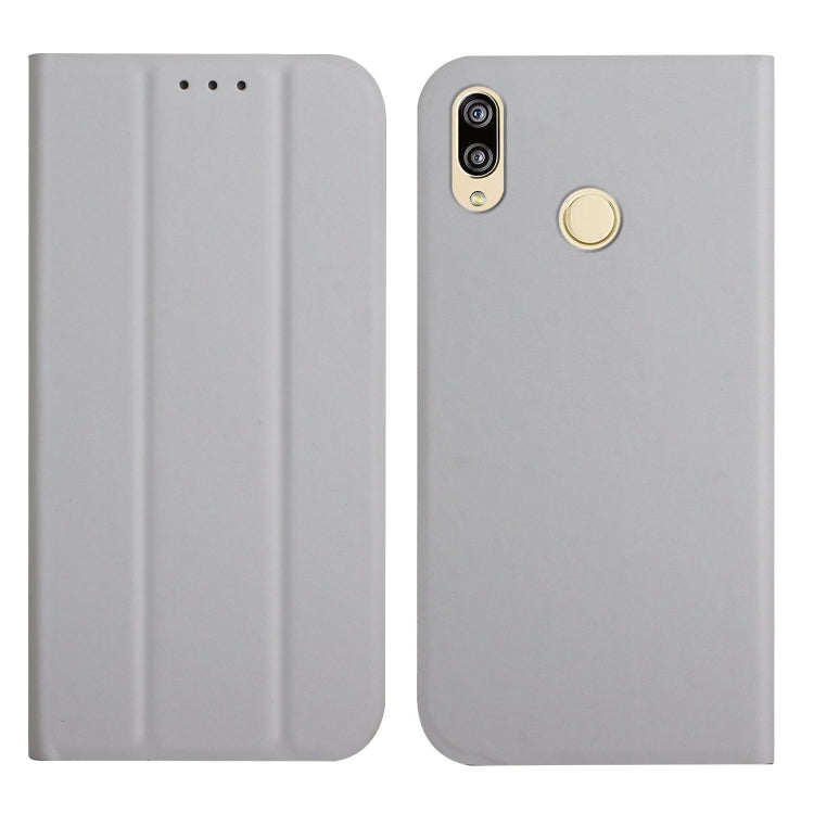 For Huawei P20 Lite 3-Folding Ultrathin Skin Feel Magnetic Solid Color Horizontal Flip Leather Case with Holder