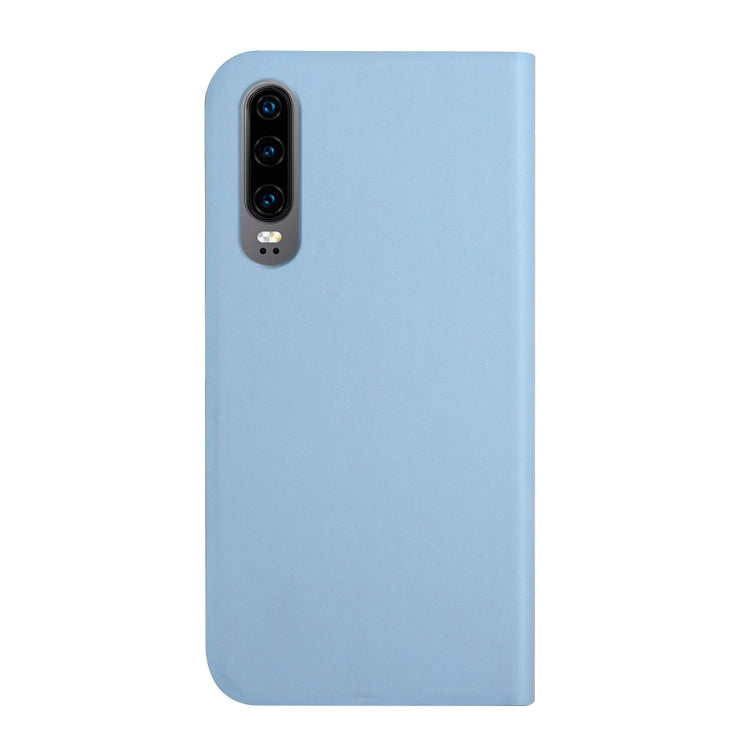 For Huawei P30 3-Folding Ultrathin Skin Feel Magnetic Solid Color Horizontal Flip Leather Case with Holder