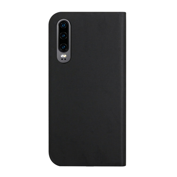 For Huawei P30 3-Folding Ultrathin Skin Feel Magnetic Solid Color Horizontal Flip Leather Case with Holder