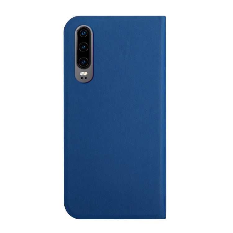 For Huawei P30 3-Folding Ultrathin Skin Feel Magnetic Solid Color Horizontal Flip Leather Case with Holder