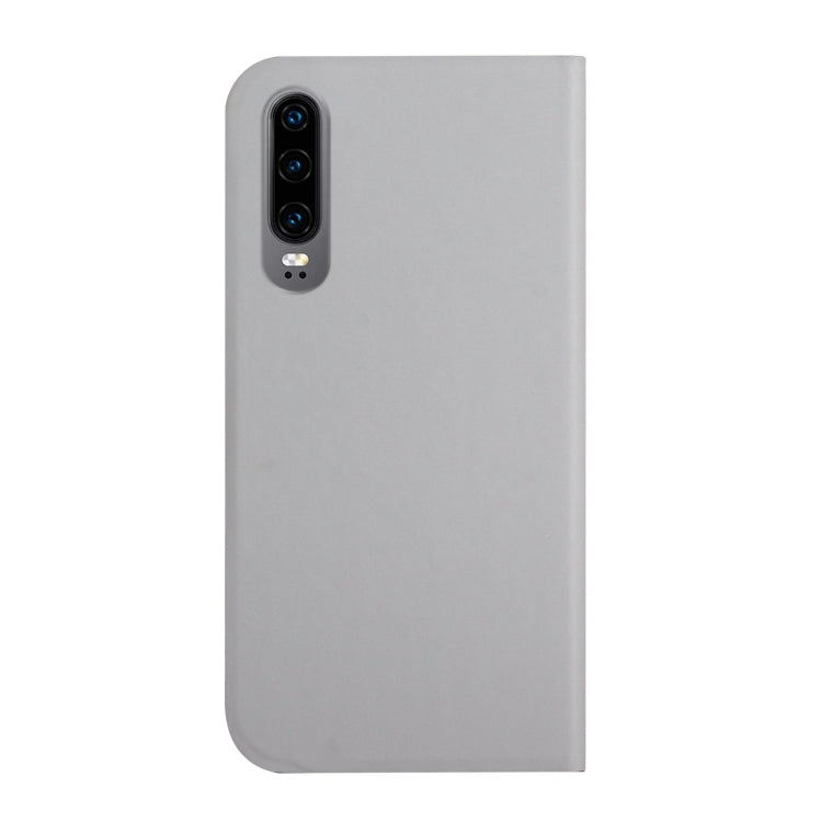 For Huawei P30 3-Folding Ultrathin Skin Feel Magnetic Solid Color Horizontal Flip Leather Case with Holder