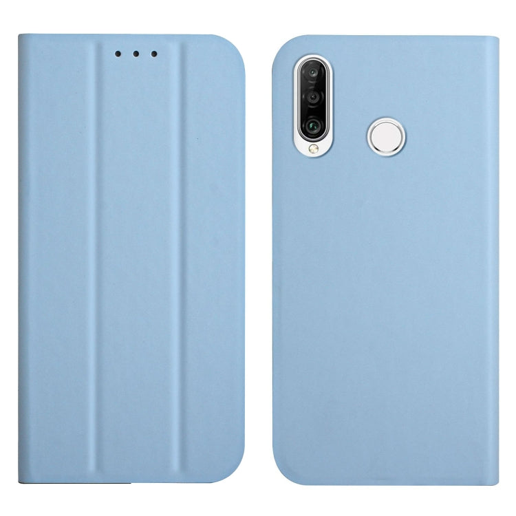 For Huawei P30 Lite 3-Folding Ultrathin Skin Feel Magnetic Solid Color Horizontal Flip Leather Case with Holder