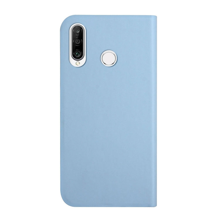 For Huawei P30 Lite 3-Folding Ultrathin Skin Feel Magnetic Solid Color Horizontal Flip Leather Case with Holder