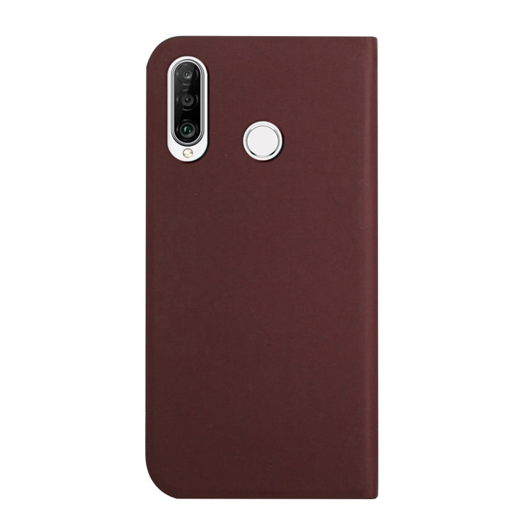 For Huawei P30 Lite 3-Folding Ultrathin Skin Feel Magnetic Solid Color Horizontal Flip Leather Case with Holder