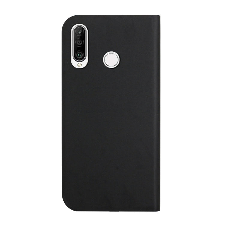 For Huawei P30 Lite 3-Folding Ultrathin Skin Feel Magnetic Solid Color Horizontal Flip Leather Case with Holder