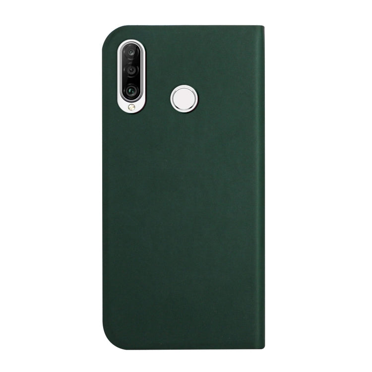 For Huawei P30 Lite 3-Folding Ultrathin Skin Feel Magnetic Solid Color Horizontal Flip Leather Case with Holder