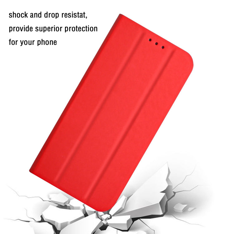 For Huawei P30 Lite 3-Folding Ultrathin Skin Feel Magnetic Solid Color Horizontal Flip Leather Case with Holder
