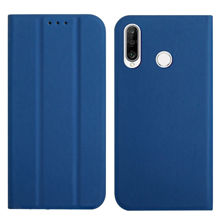 For Huawei P30 Lite 3-Folding Ultrathin Skin Feel Magnetic Solid Color Horizontal Flip Leather Case with Holder